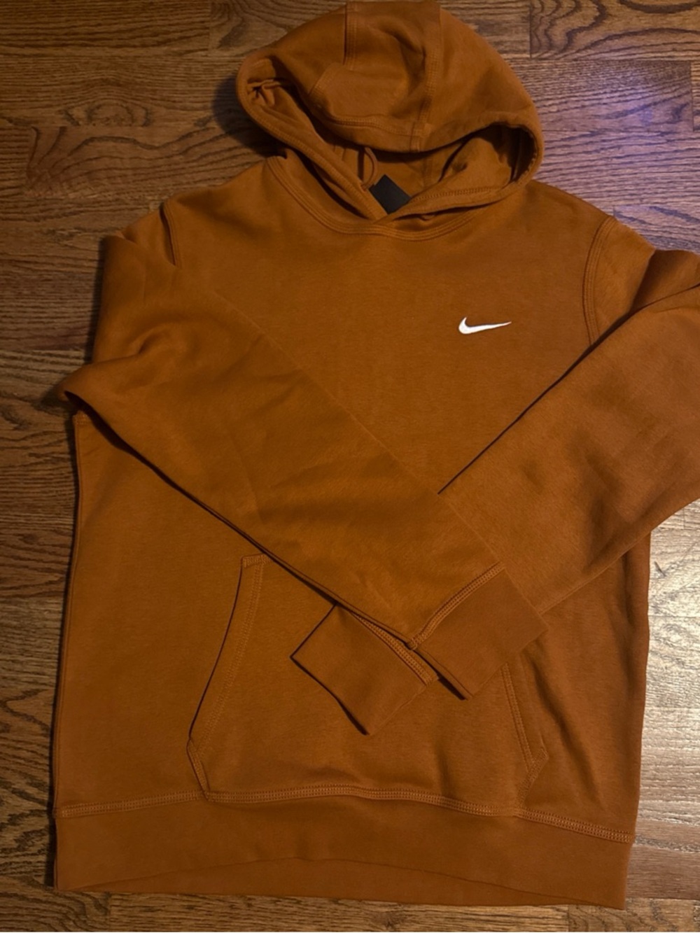 Nike Men's Rust Orange Hoodie with White Swoosh